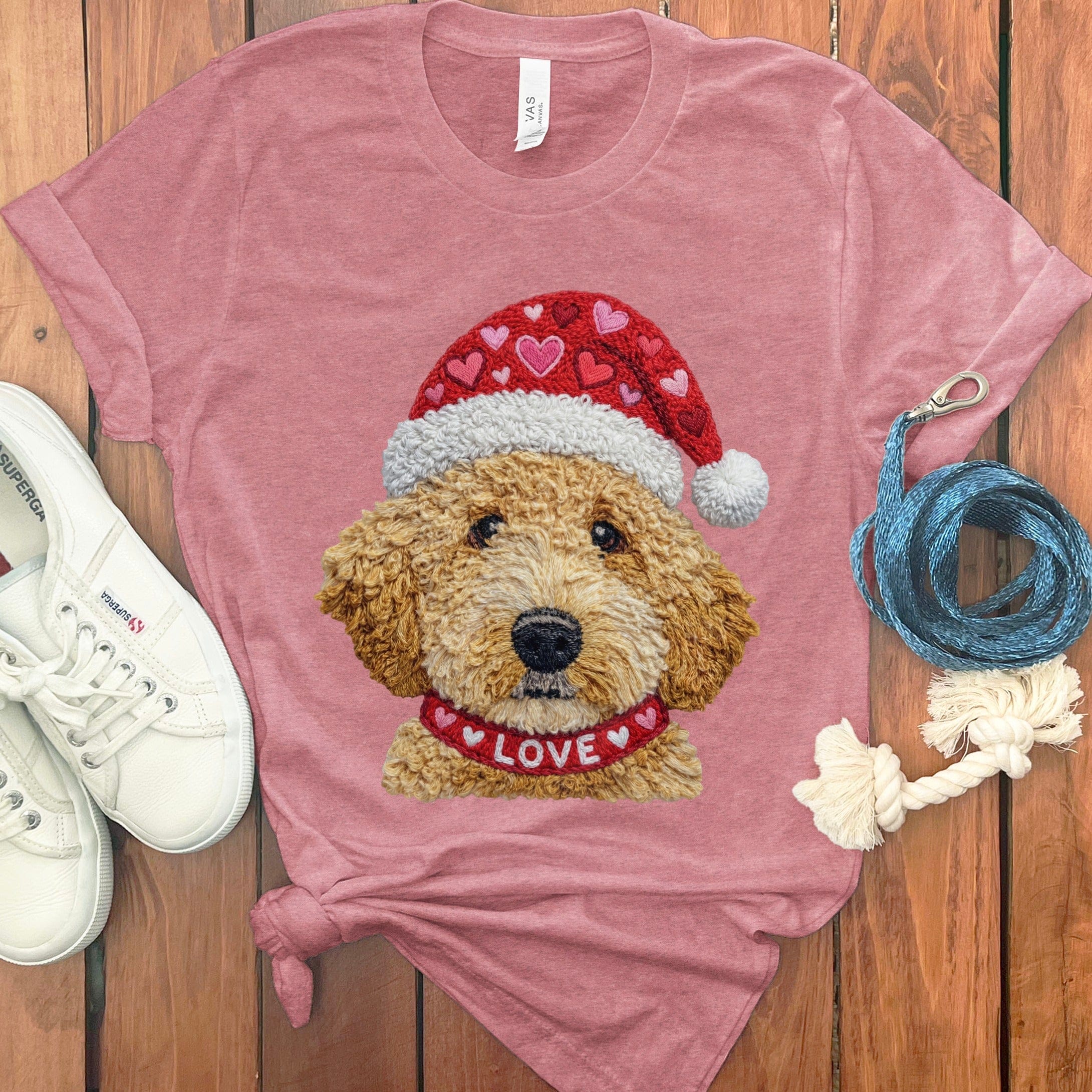 Goldendoodle Love Heart T-Shirt in Heather Mauve / S by Puppy Jo
