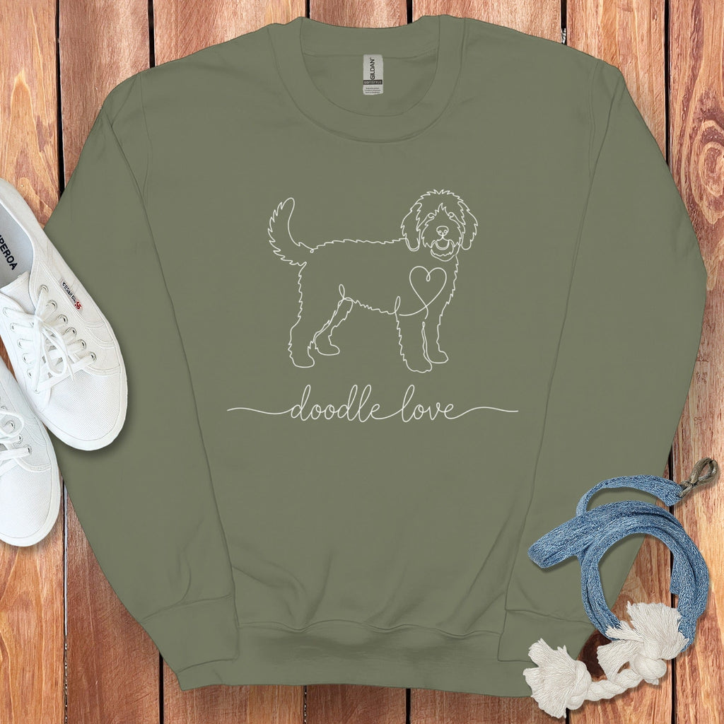 Goldendoodle Love Sweatshirt in Military Green / S by Puppy Jo