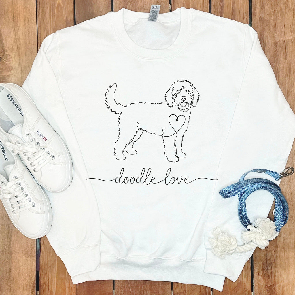 Goldendoodle Love Sweatshirt in White / S by Puppy Jo