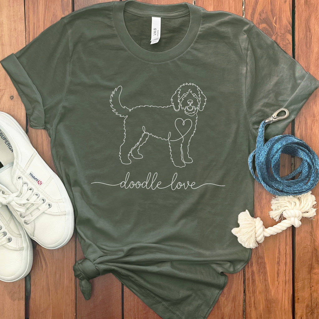 Goldendoodle Love T-Shirt in Military Green / S by Puppy Jo