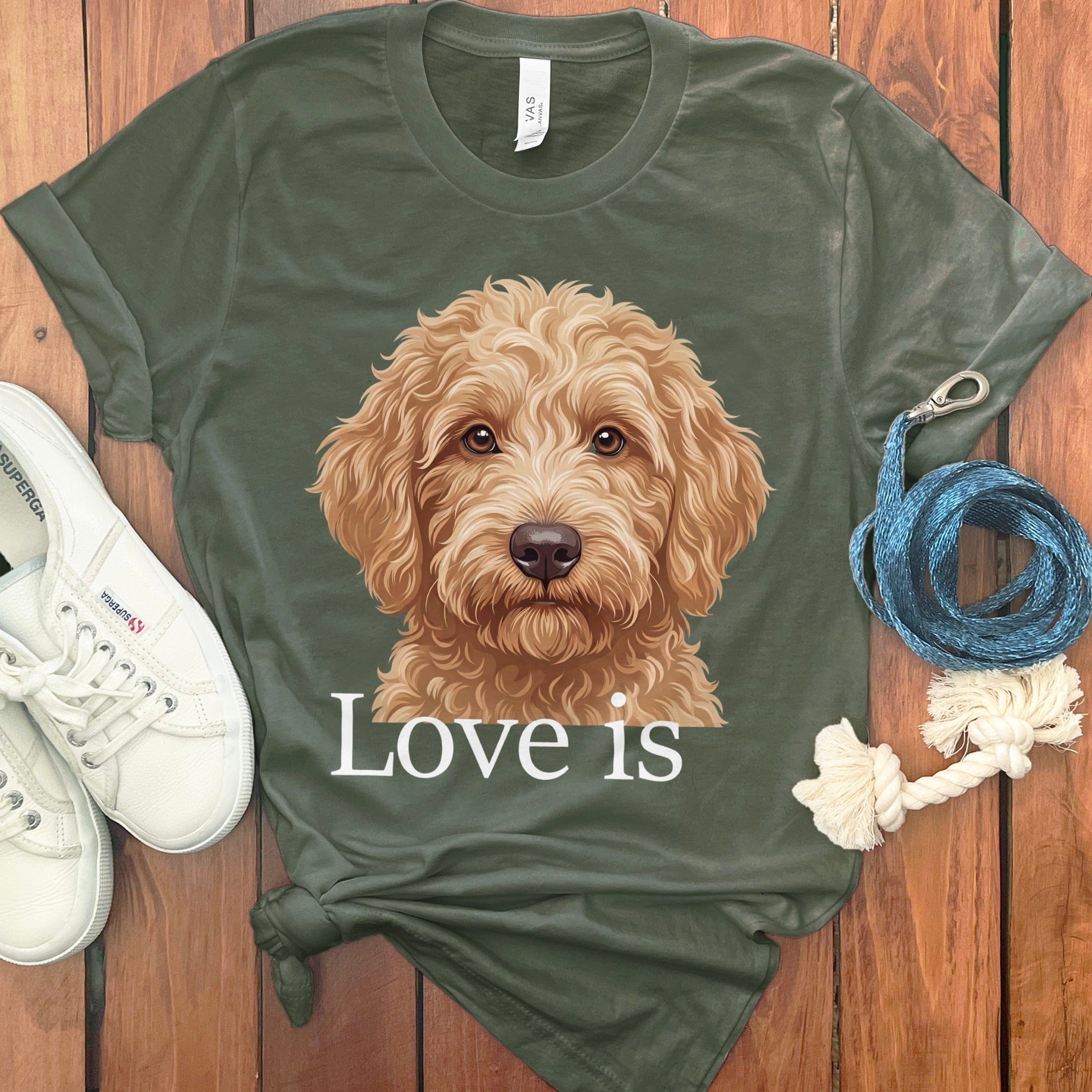Goldendoodle Love T-Shirt in Military Green / S by Puppy Jo