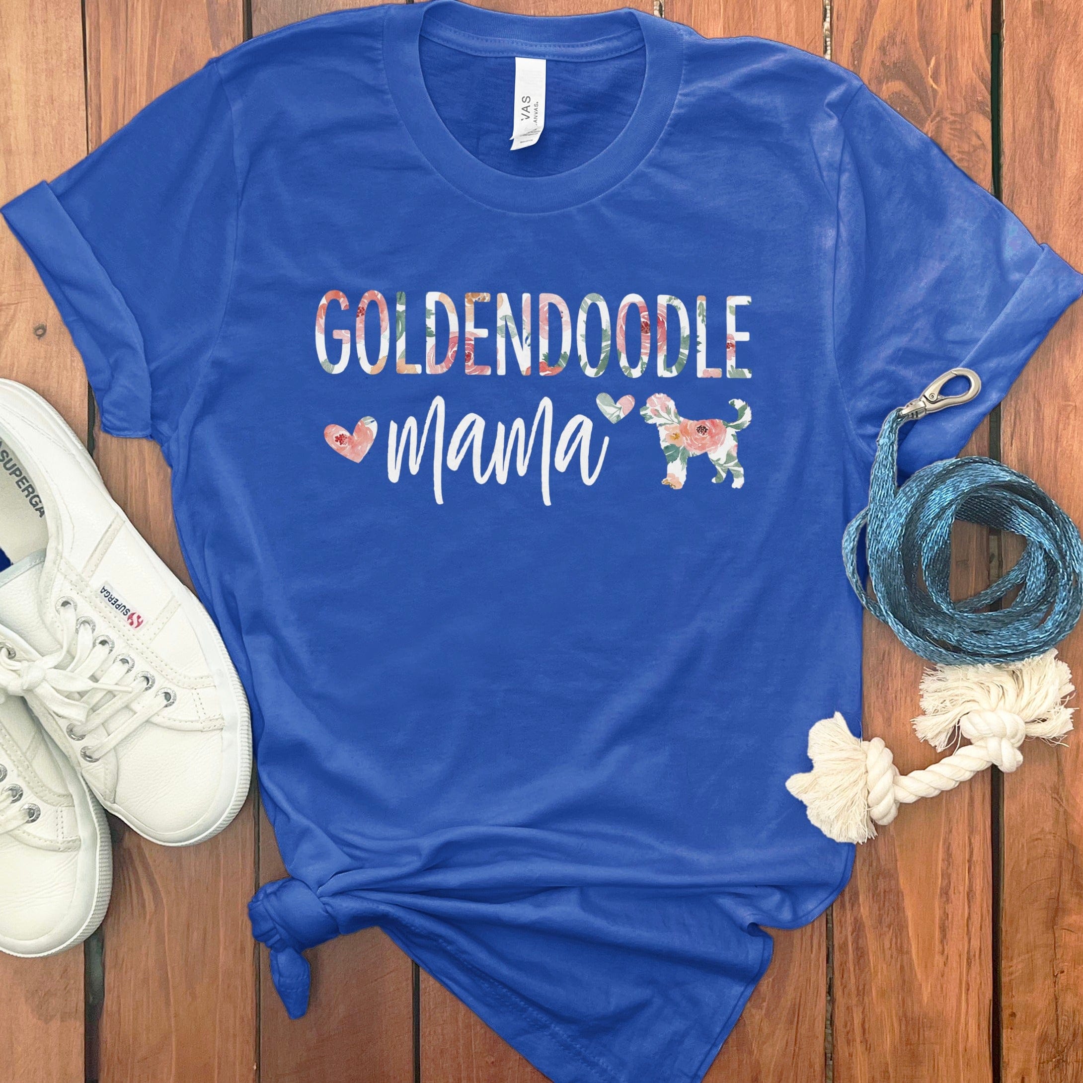 Goldendoodle Mama Floral T-Shirt in True Royal / S by Puppy Jo