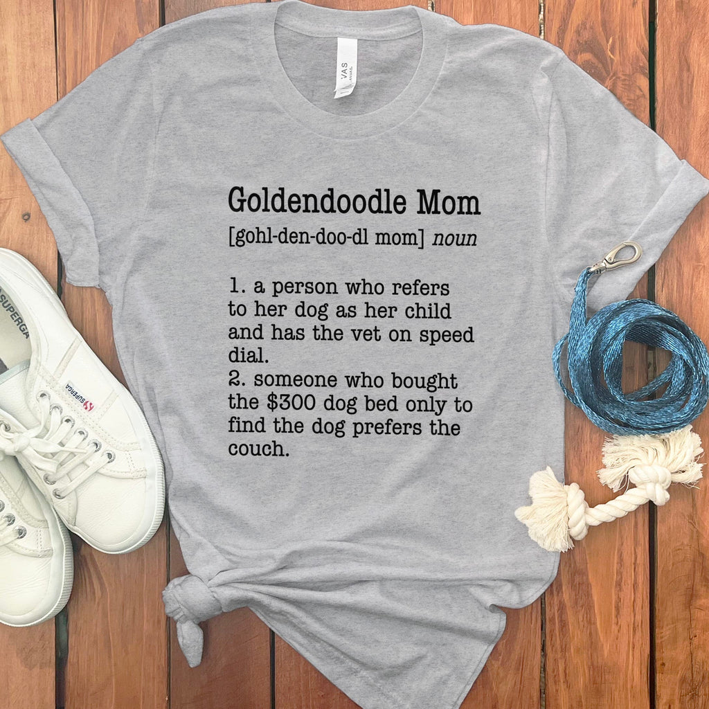 Goldendoodle Mom Dictionary T-Shirt in Athletic Heather / S by Puppy Jo