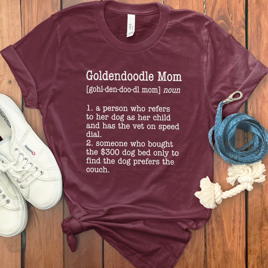 Goldendoodle Mom Dictionary T-Shirt in Maroon / S by Puppy Jo