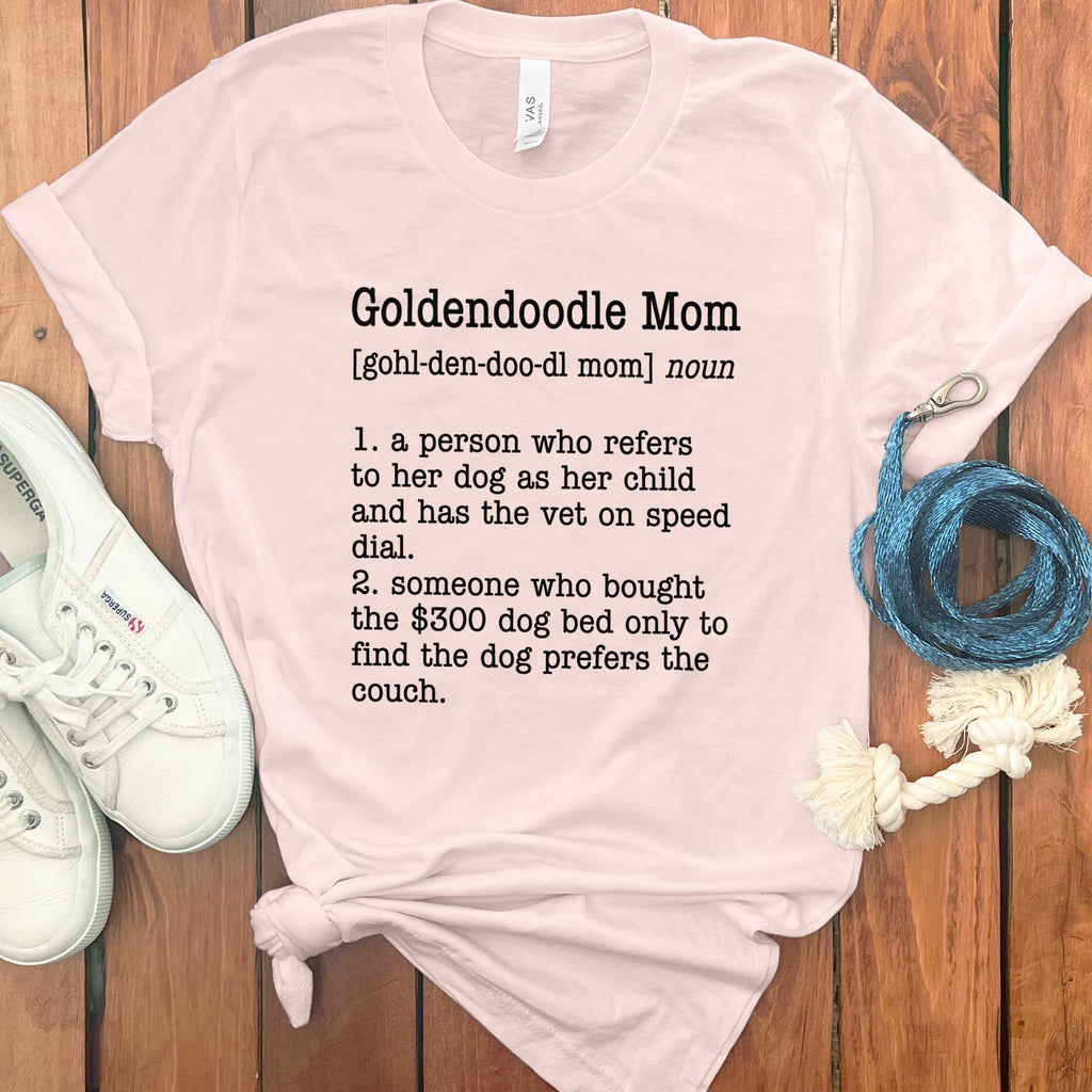 Goldendoodle Mom Dictionary T-Shirt in Soft Pink / S by Puppy Jo