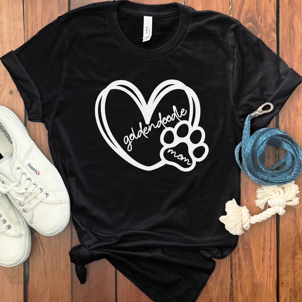 Goldendoodle Mom Heart T-Shirt in Black / S by Puppy Jo