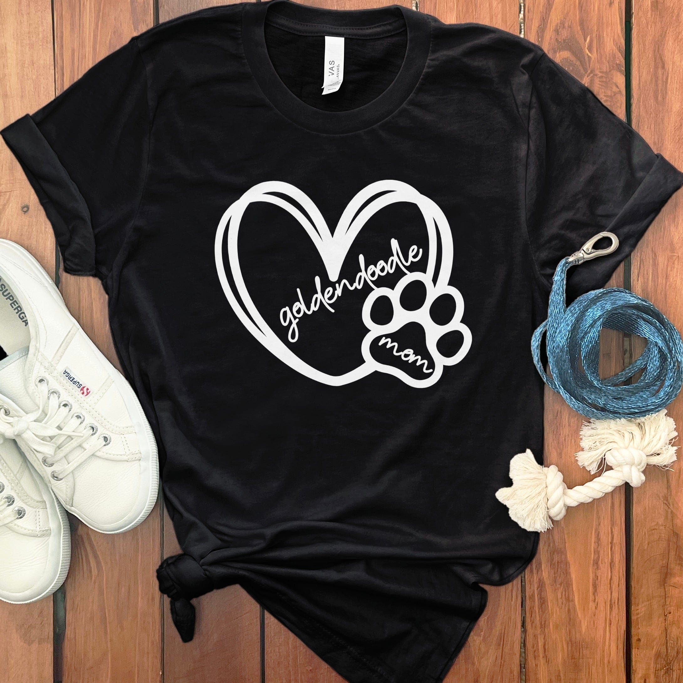 Goldendoodle Mom Heart T-Shirt in Black / S by Puppy Jo