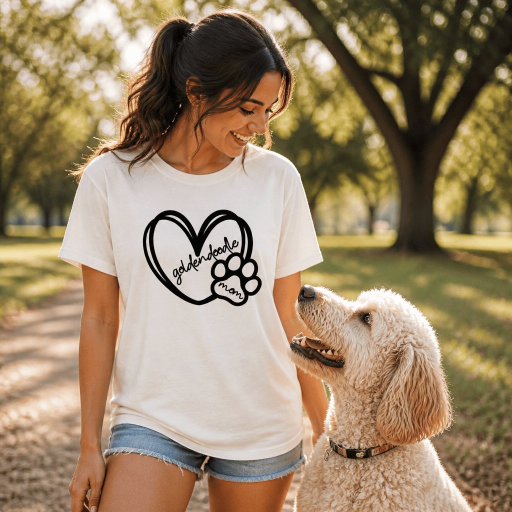Goldendoodle Mom Heart T-Shirt in by Puppy Jo