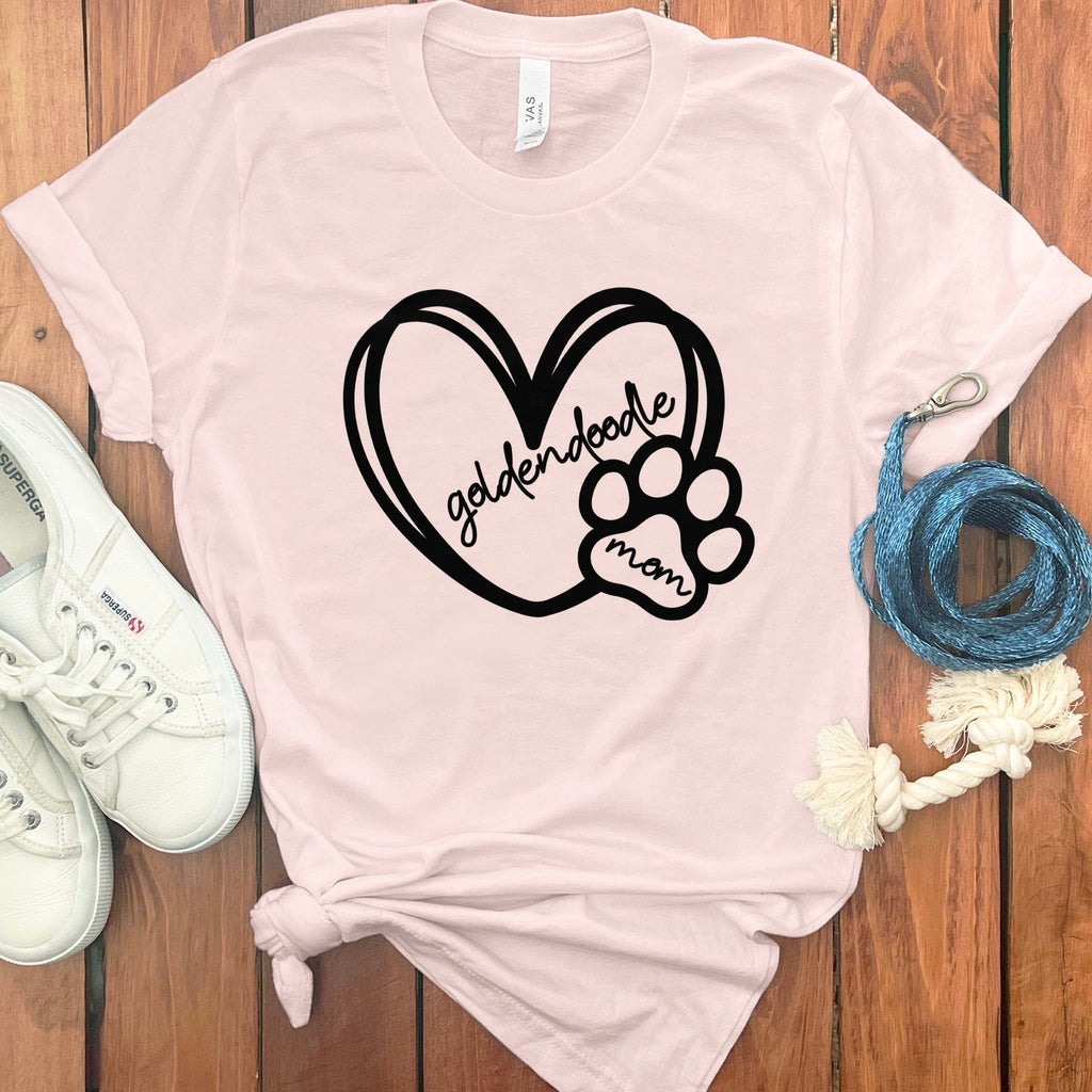 Goldendoodle Mom Heart T-Shirt in Soft Pink / S by Puppy Jo