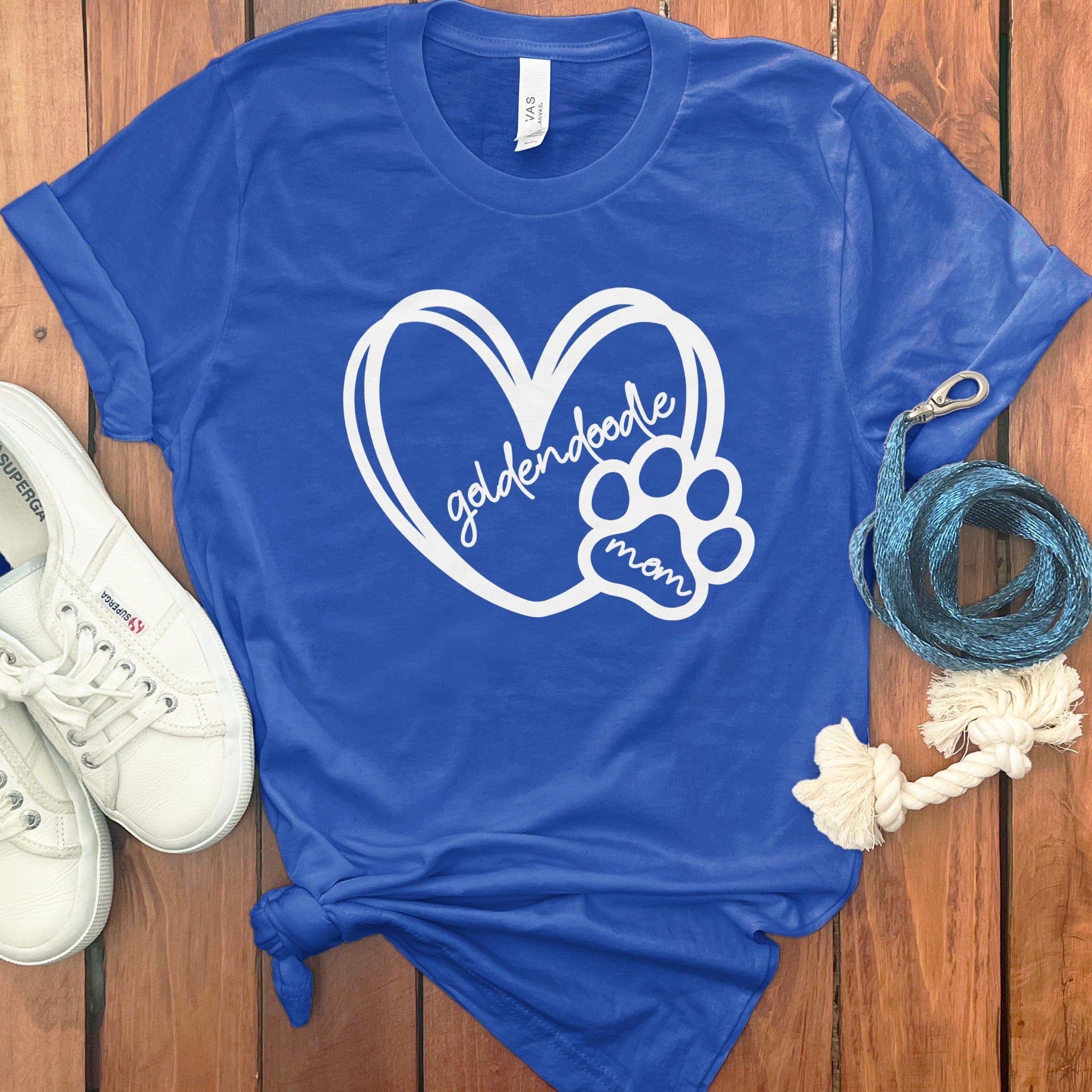 Goldendoodle Mom Heart T-Shirt in True Royal / S by Puppy Jo