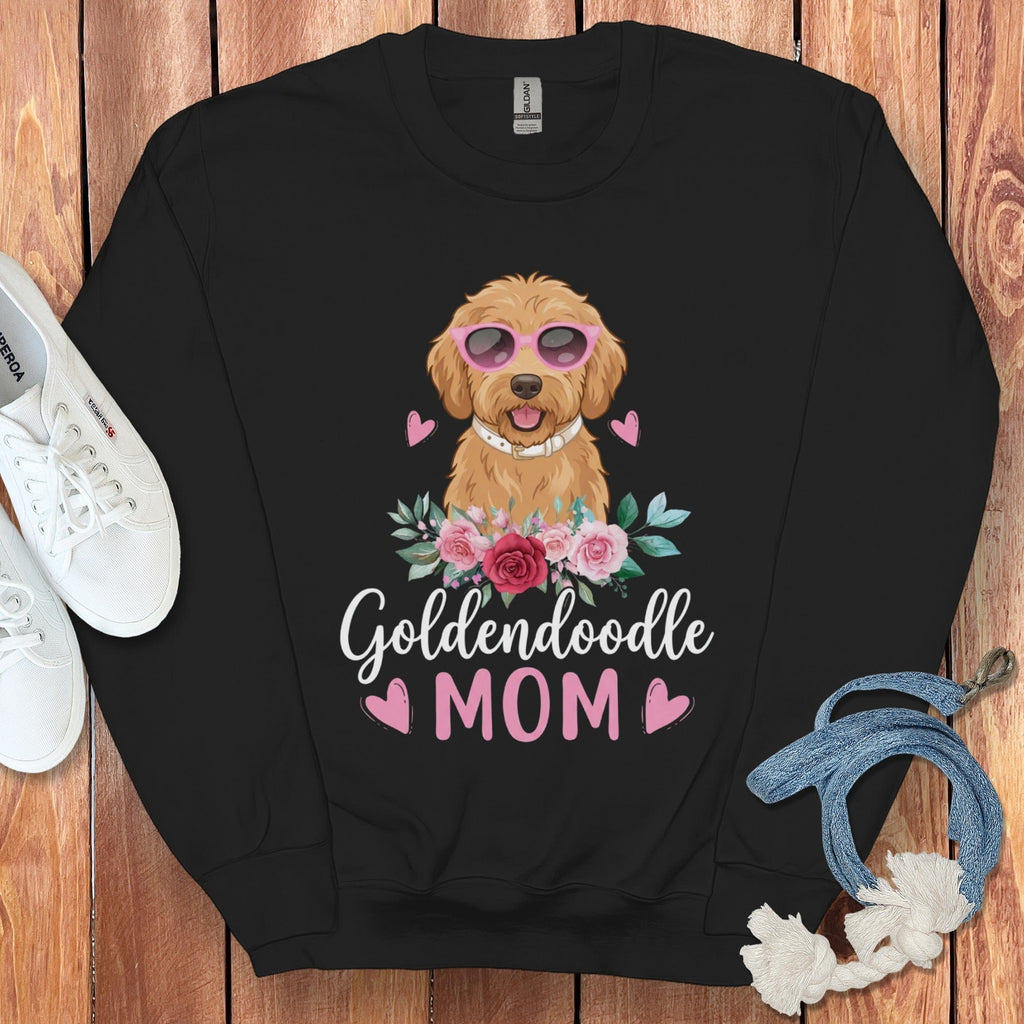 Goldendoodle Mom Sunglass Sweatshirt in Black / S by Puppy Jo
