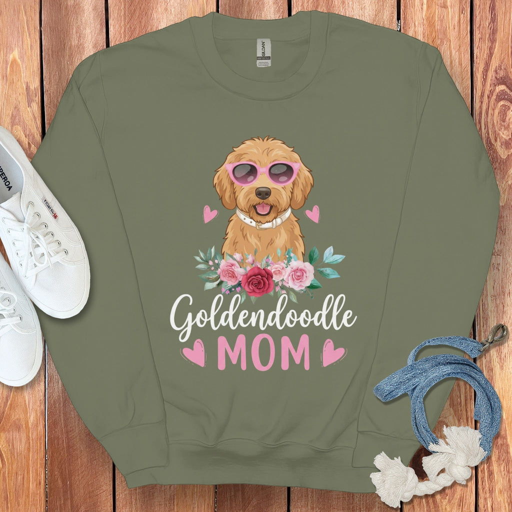 Goldendoodle Mom Sunglass Sweatshirt in Military Green / S by Puppy Jo