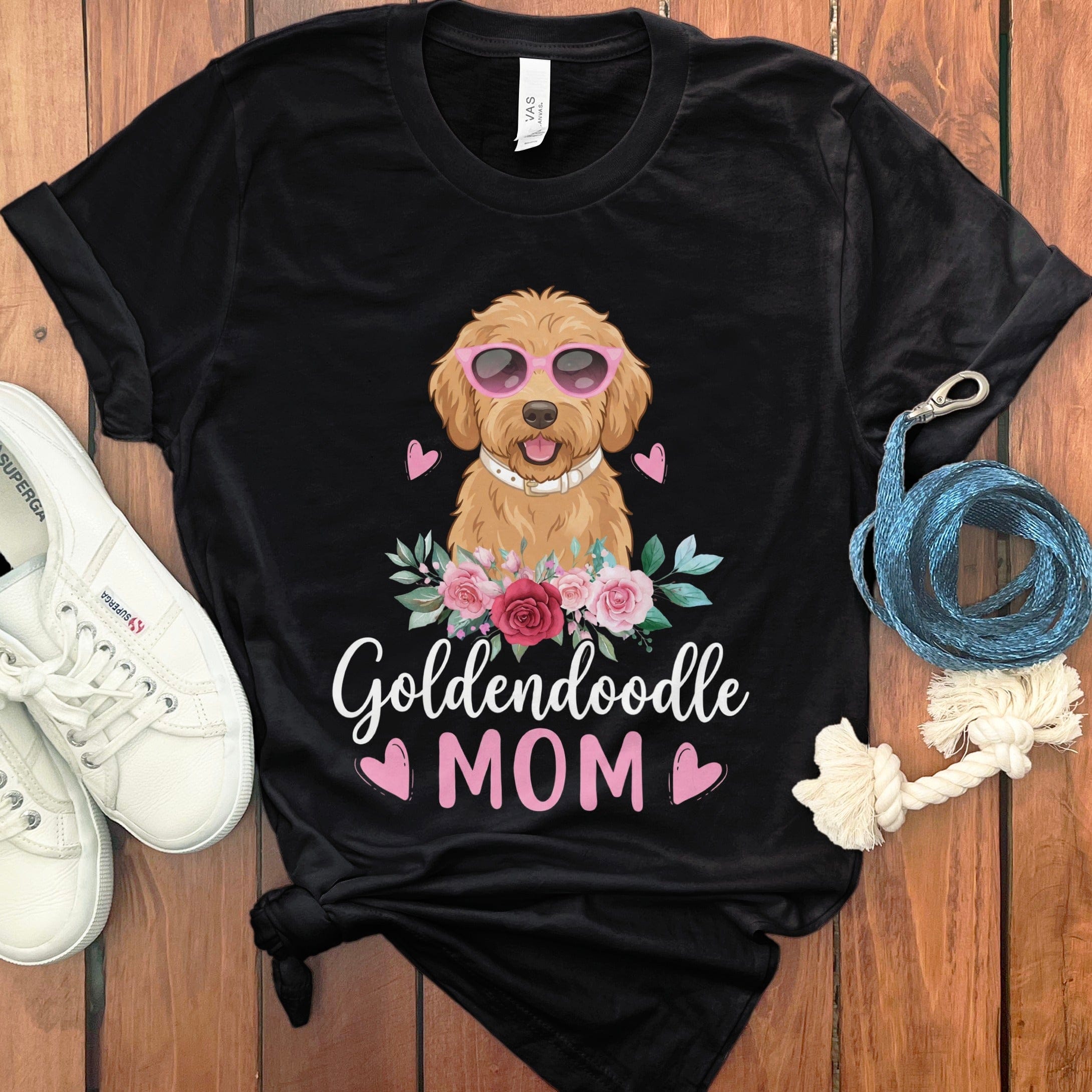 Goldendoodle Mom Sunglass T-Shirt in Black / S by Puppy Jo