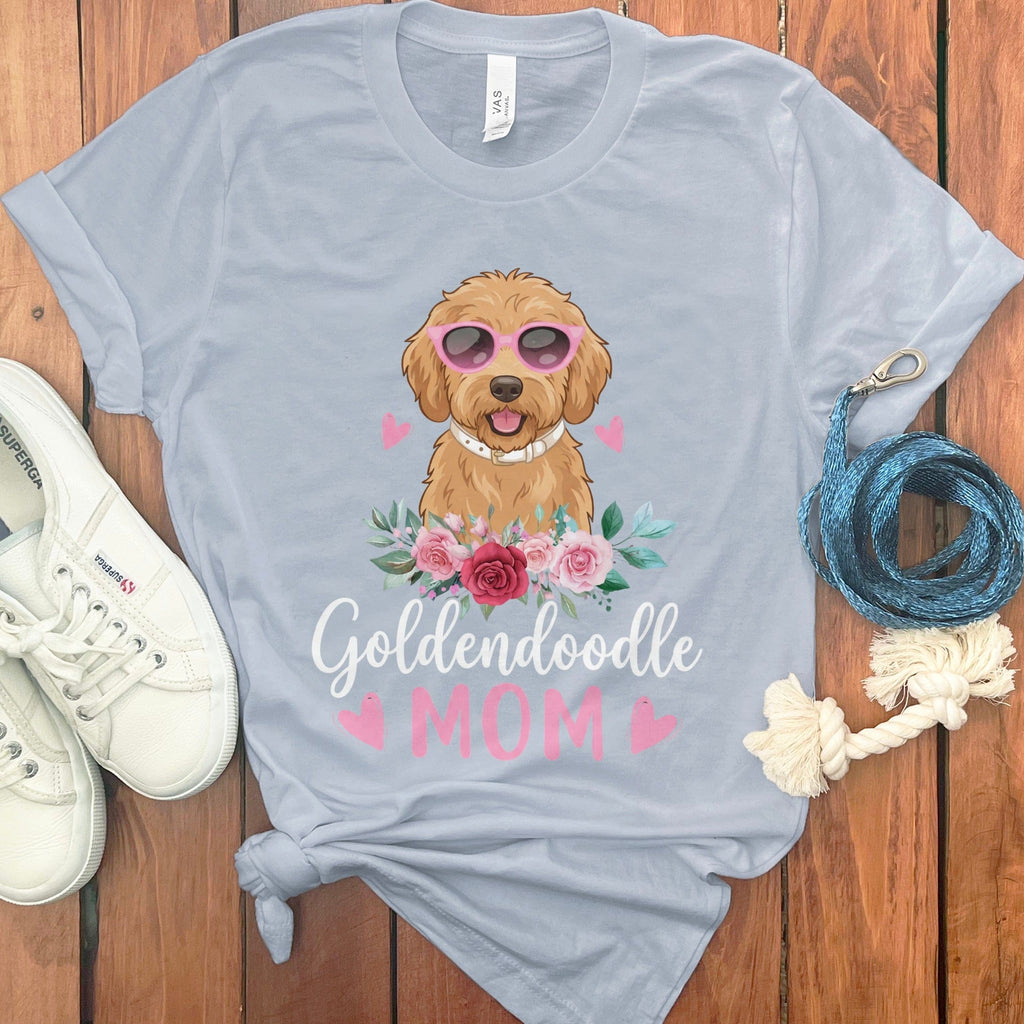 Goldendoodle Mom Sunglass T-Shirt in Light Blue / S by Puppy Jo