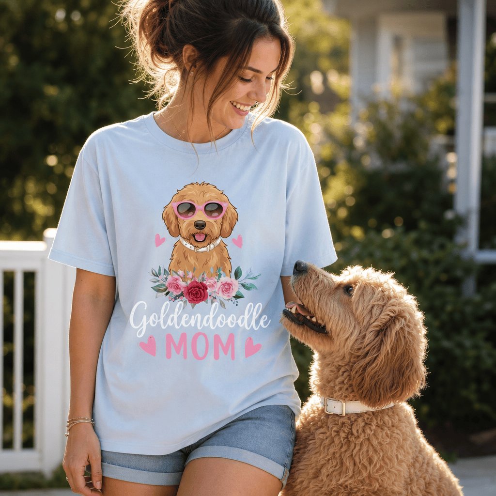 Goldendoodle Mom Sunglass T-Shirt in by Puppy Jo