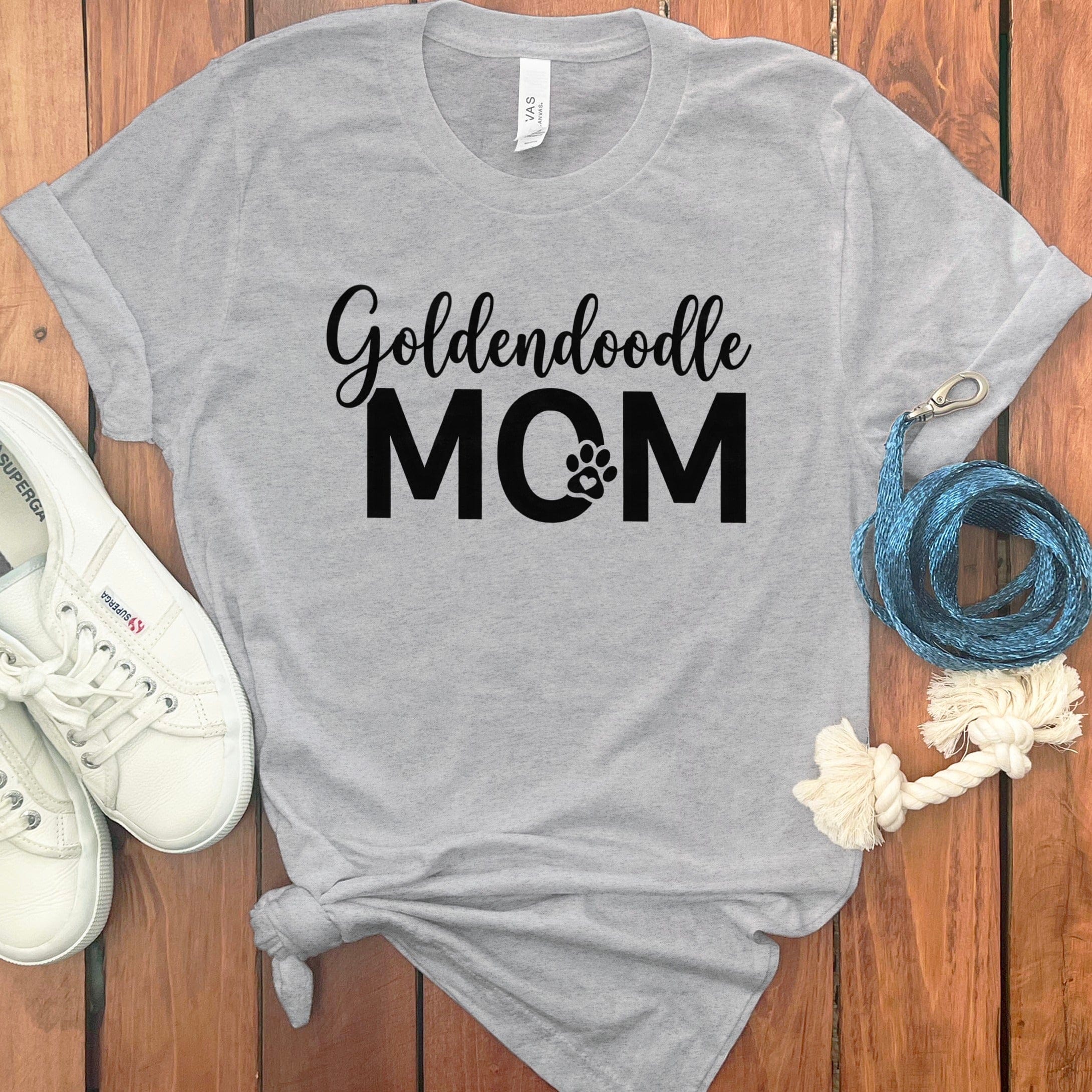 Goldendoodle Mom Text T-Shirt in Athletic Heather / S by Puppy Jo