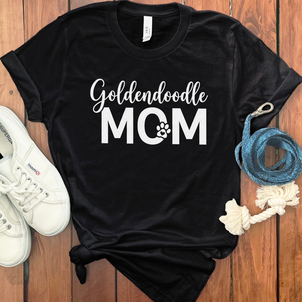 Goldendoodle Mom Text T-Shirt in Black / S by Puppy Jo