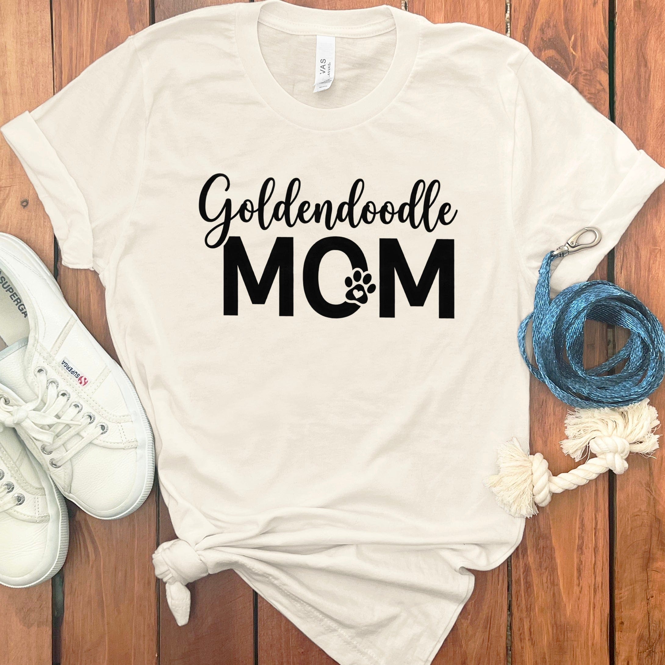 Goldendoodle Mom Text T-Shirt in Natural / S by Puppy Jo