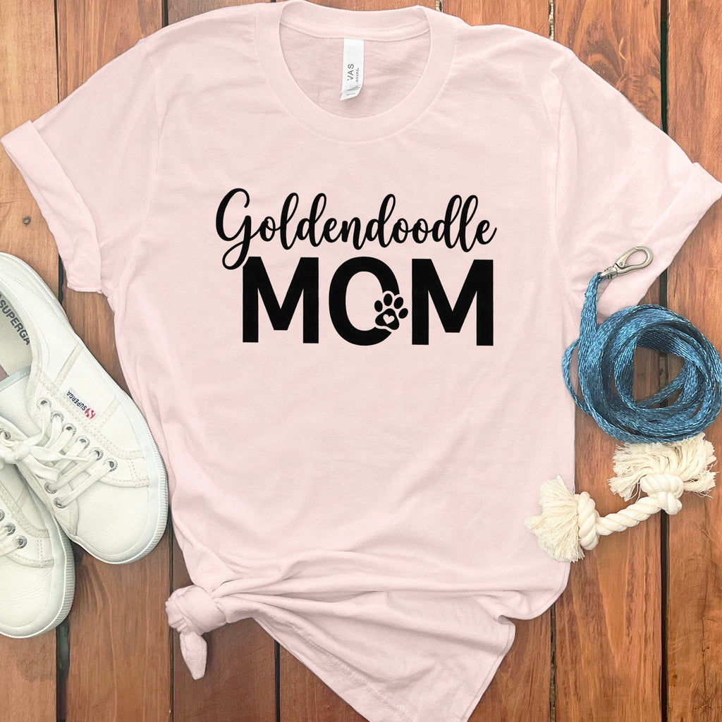 Goldendoodle Mom Text T-Shirt in Soft Pink / S by Puppy Jo