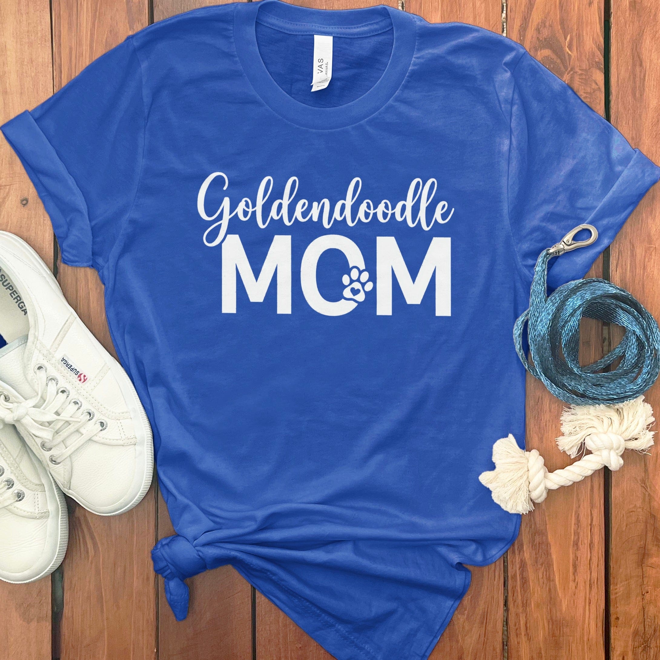 Goldendoodle Mom Text T-Shirt in True Royal / S by Puppy Jo