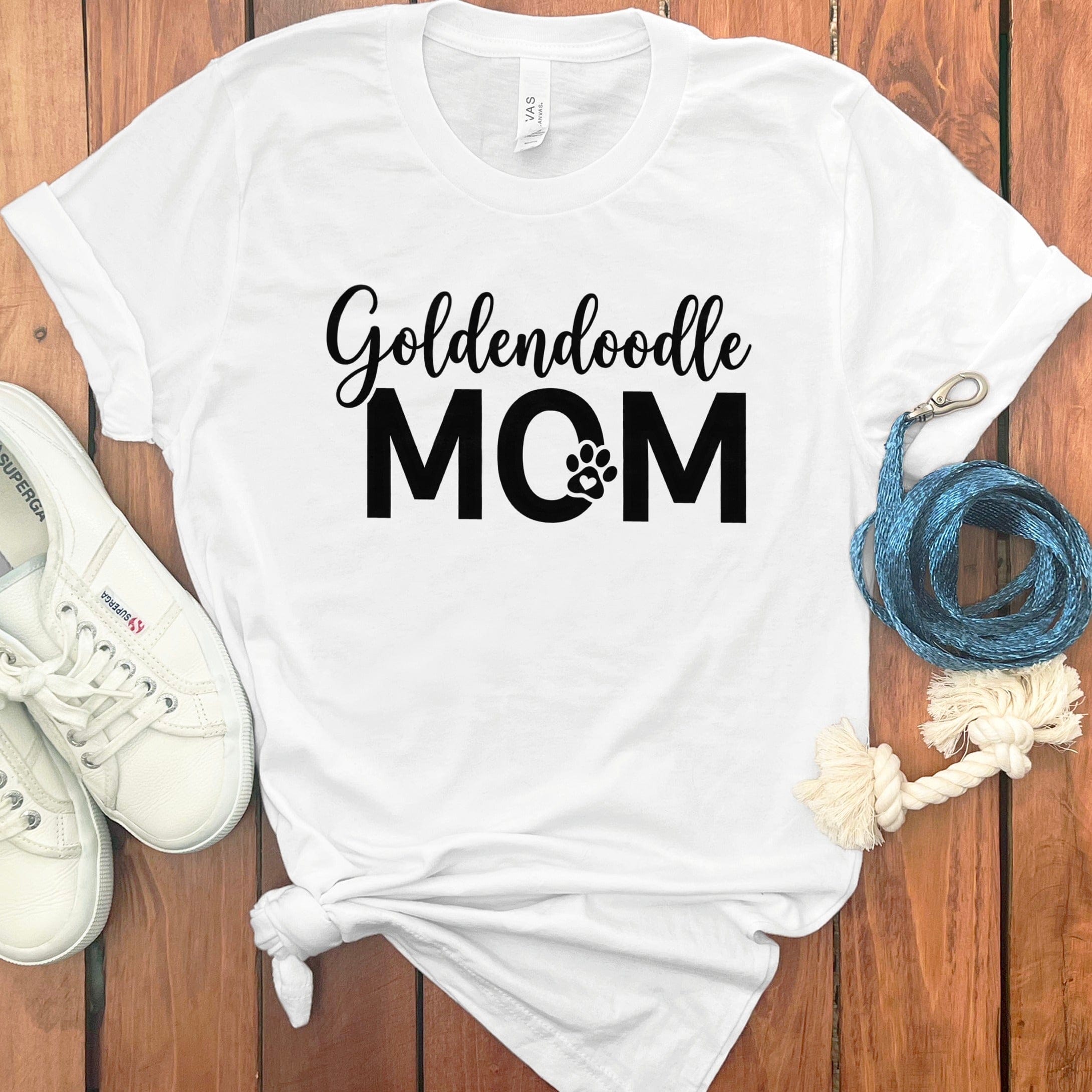 Goldendoodle Mom Text T-Shirt in White / S by Puppy Jo