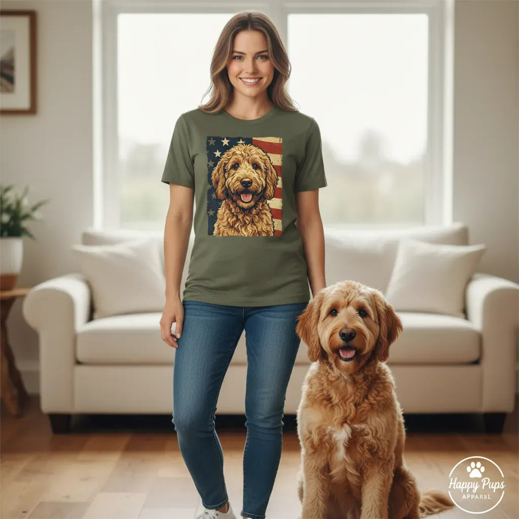 Goldendoodle Patriotic T-Shirt in by Puppy Jo