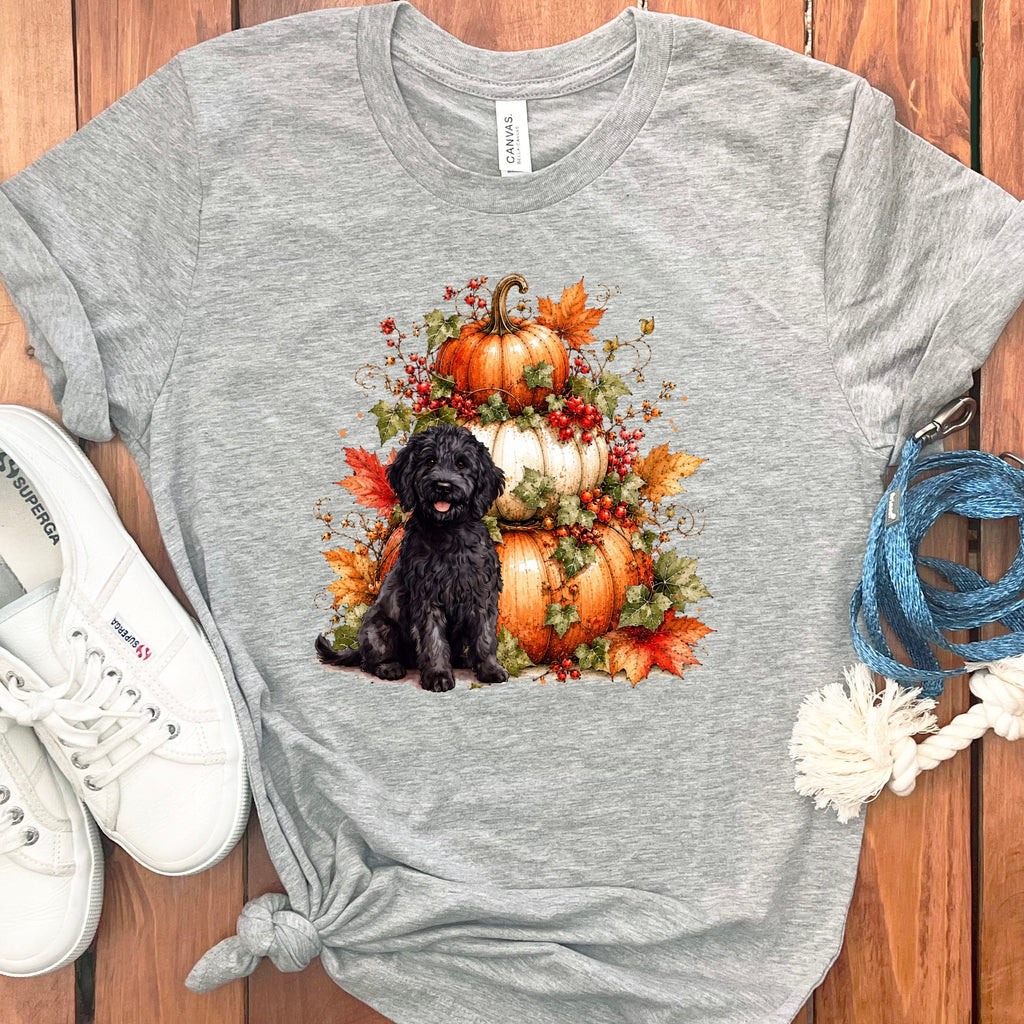 Goldendoodle Pumpkin Ivy T-Shirt in Athletic Heather / S by Puppy Jo