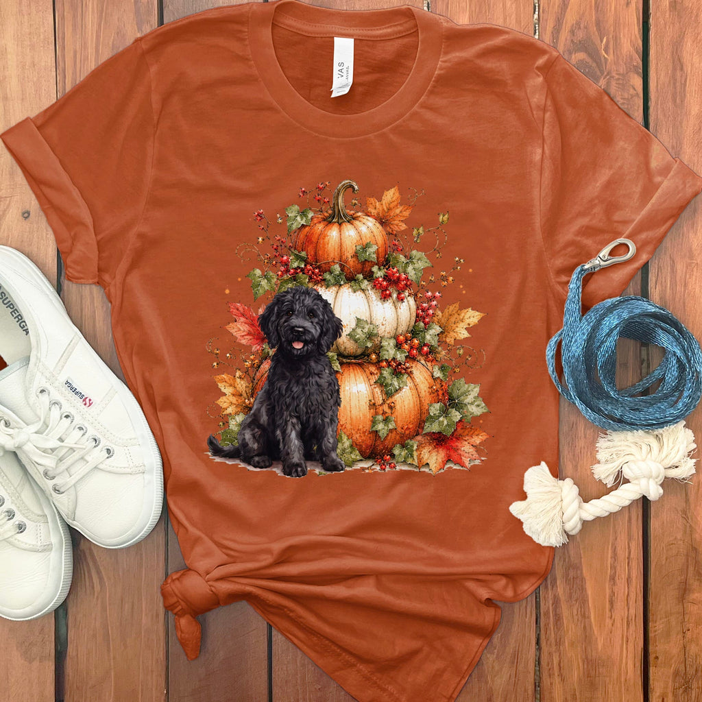 Goldendoodle Pumpkin Ivy T-Shirt in Autumn / S by Puppy Jo