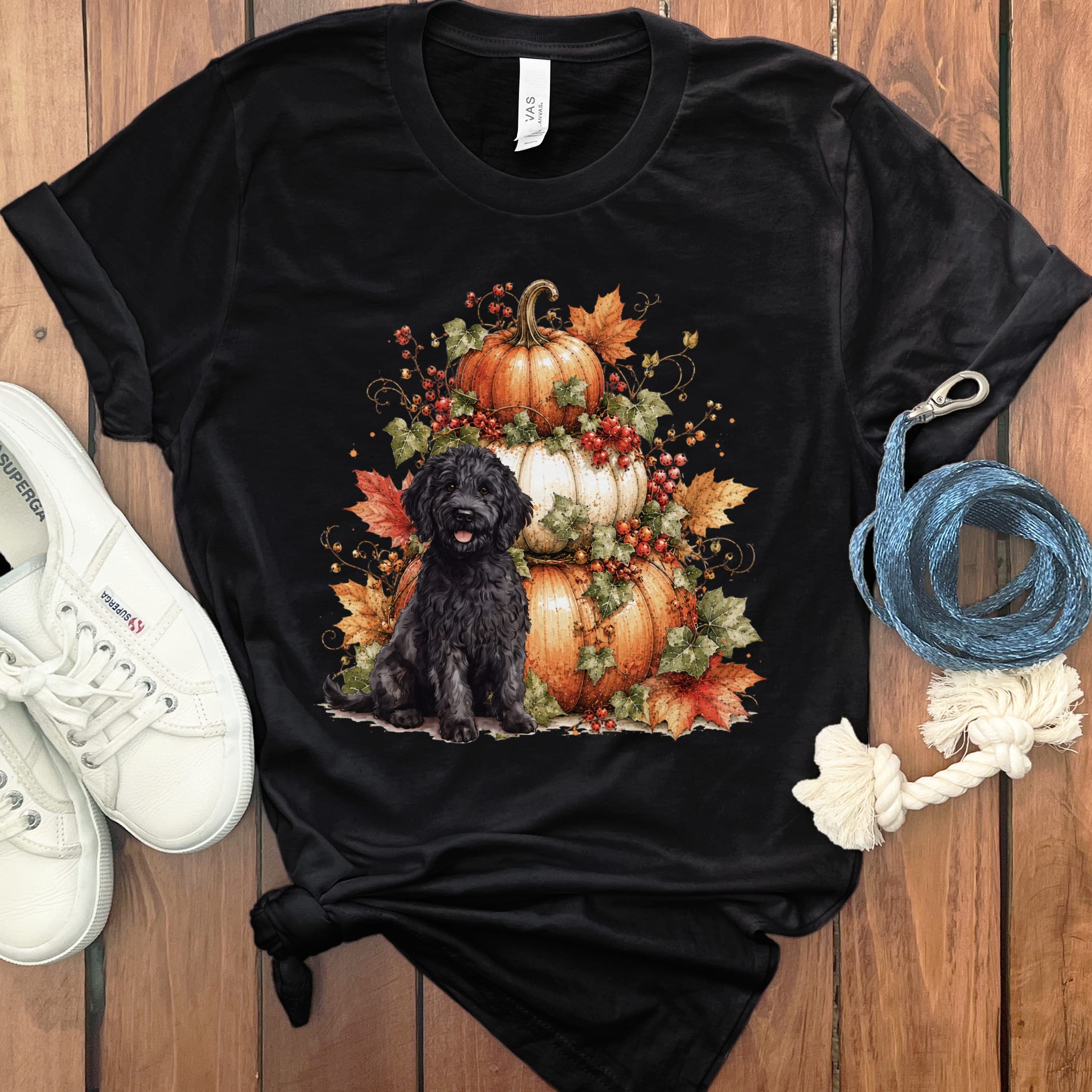 Goldendoodle Pumpkin Ivy T-Shirt in Black / S by Puppy Jo