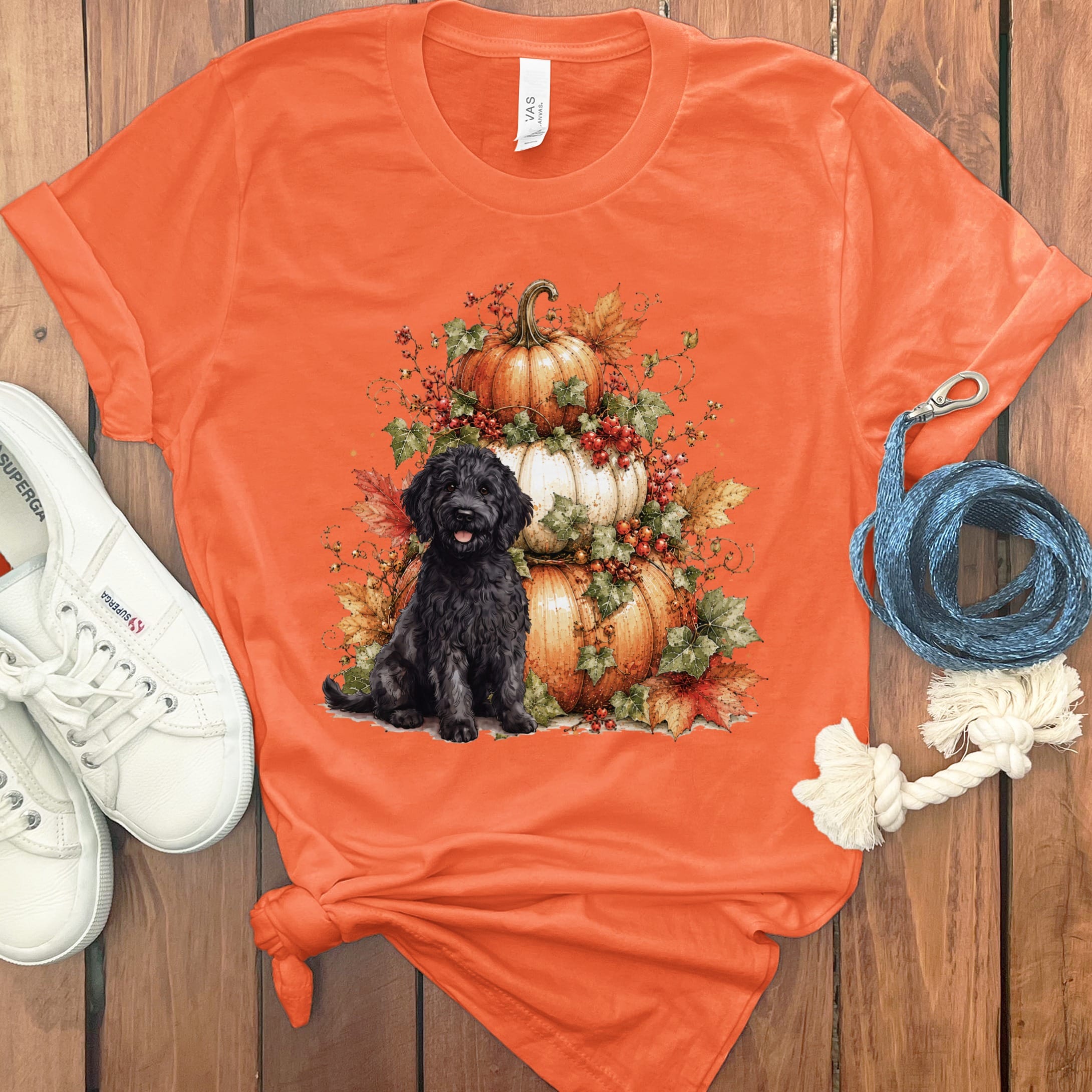 Goldendoodle Pumpkin Ivy T-Shirt in Orange / S by Puppy Jo