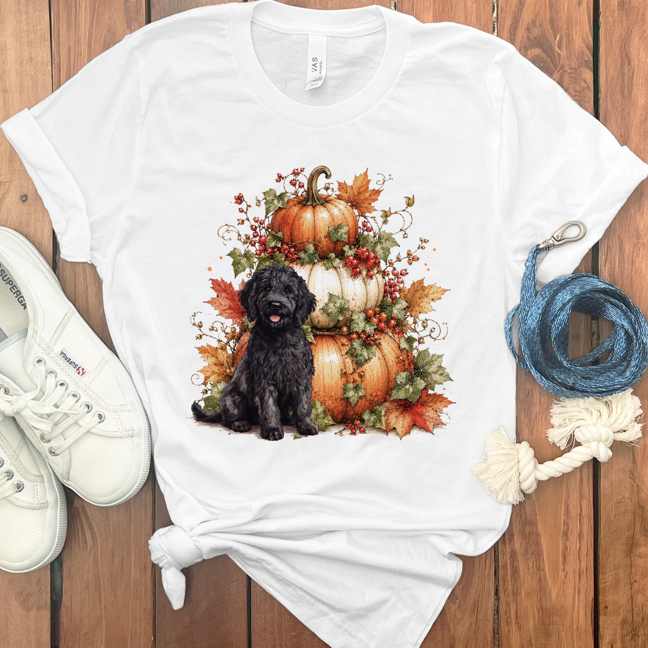 Goldendoodle Pumpkin Ivy T-Shirt in White / S by Puppy Jo