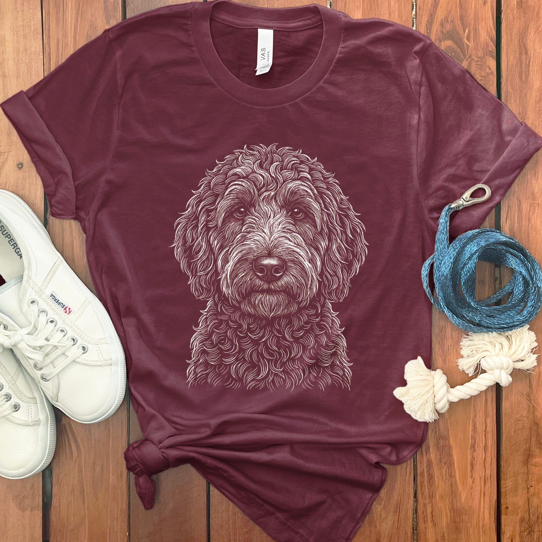 Goldendoodle Sketch T-Shirt in Maroon / S by Puppy Jo