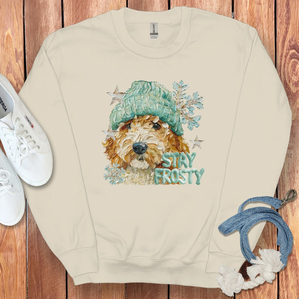 Goldendoodle Stay Frosty Sweatshirt in Sand / S by Puppy Jo