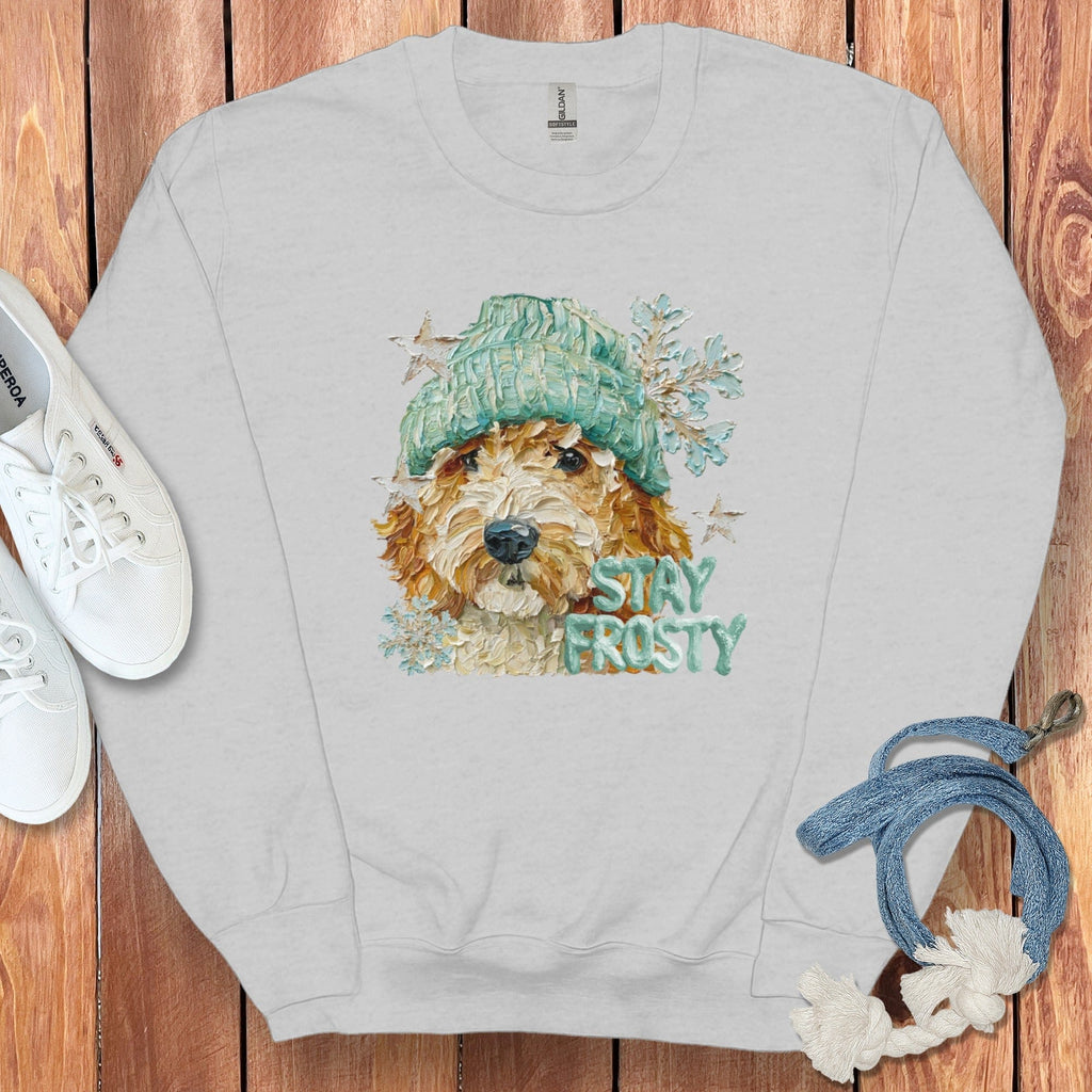Goldendoodle Stay Frosty Sweatshirt in Sport Grey / S by Puppy Jo