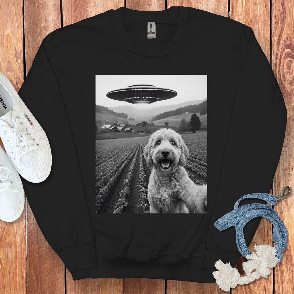 Goldendoodle UFO Sweatshirt in Black / S by Puppy Jo
