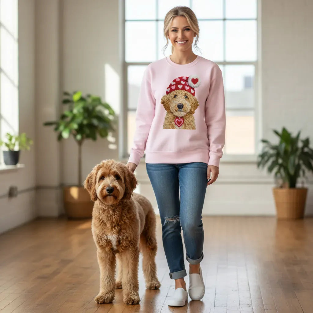 Goldendoodle Valentine Charm Faux Yarn Sweatshirt in by Puppy Jo