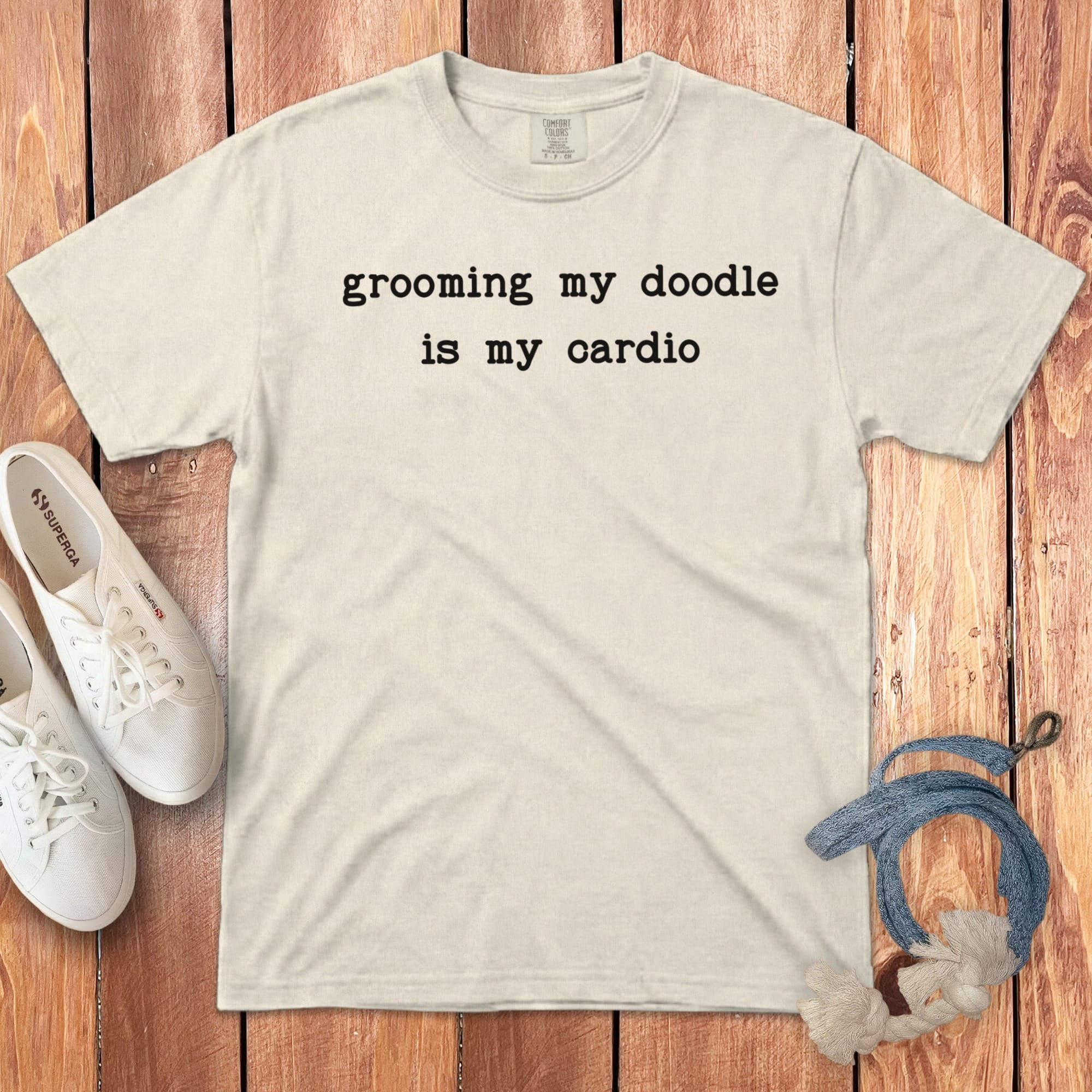 Grooming Doodle Signature T-Shirt in Ivory / S by Puppy Jo