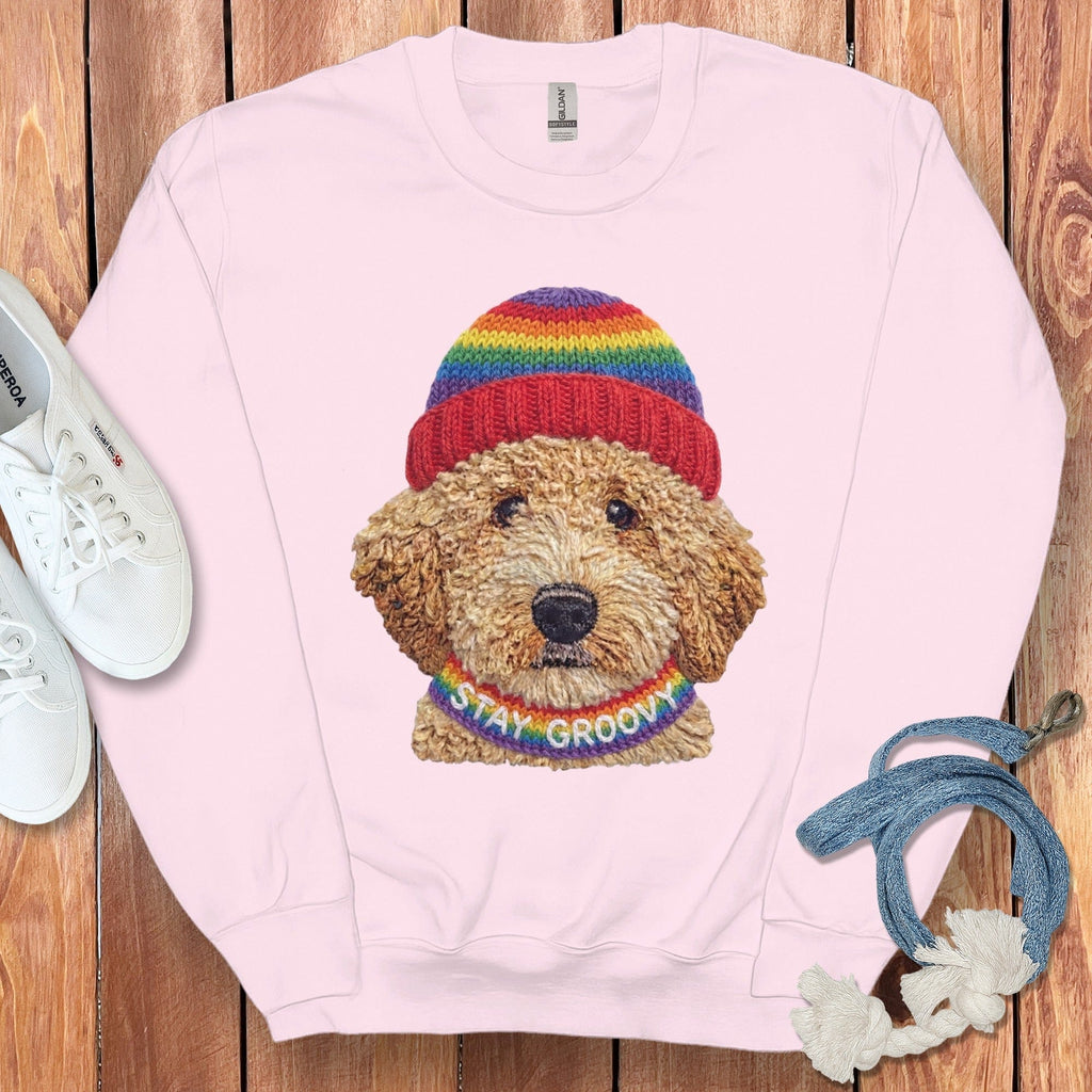 Groovy Goldendoodle Sweatshirt in Light Pink / S by Puppy Jo
