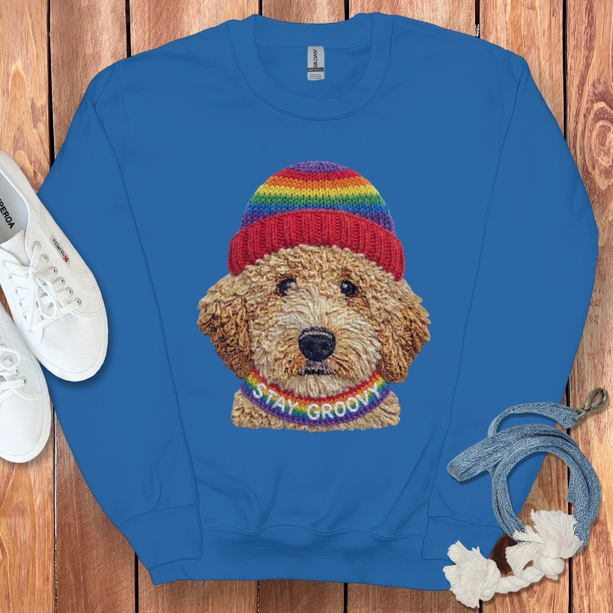 Groovy Goldendoodle Sweatshirt in Royal / S by Puppy Jo