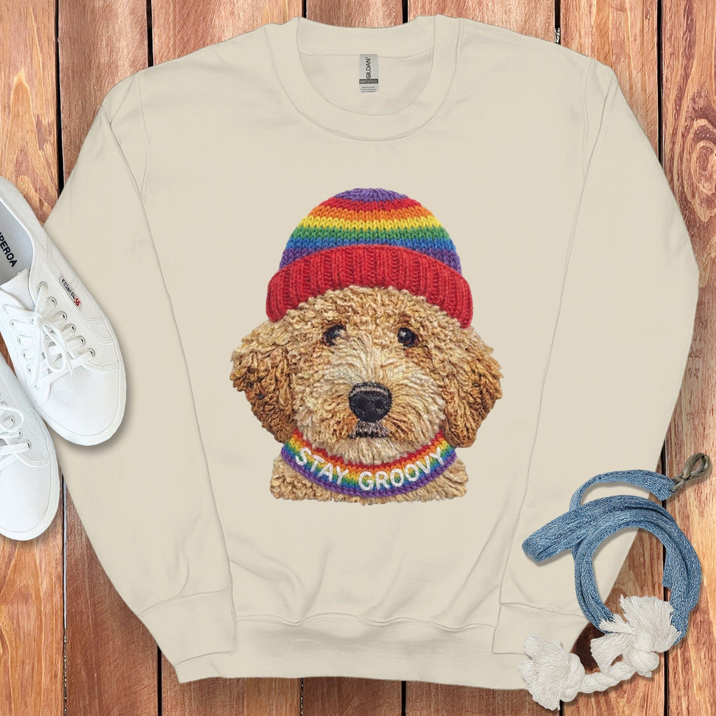 Groovy Goldendoodle Sweatshirt in Sand / S by Puppy Jo