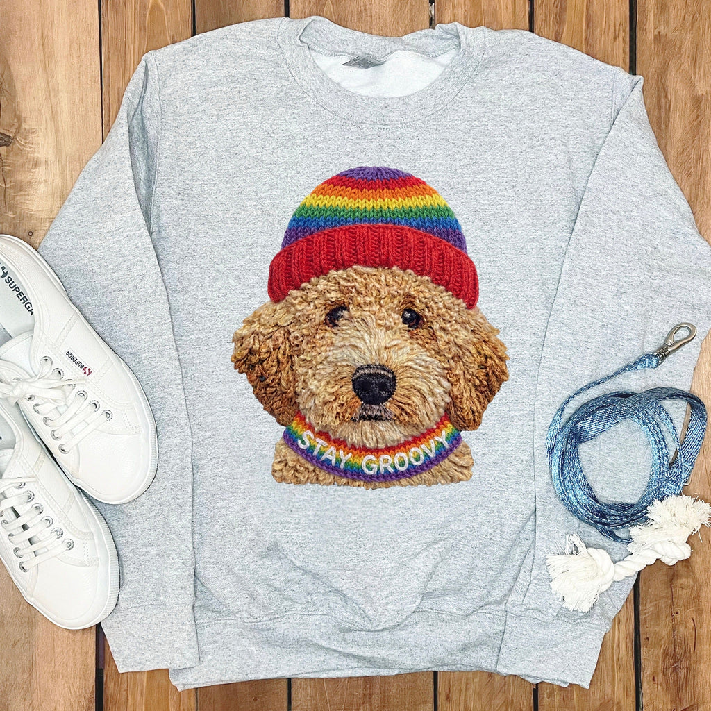 Groovy Goldendoodle Sweatshirt in Sport Grey / S by Puppy Jo