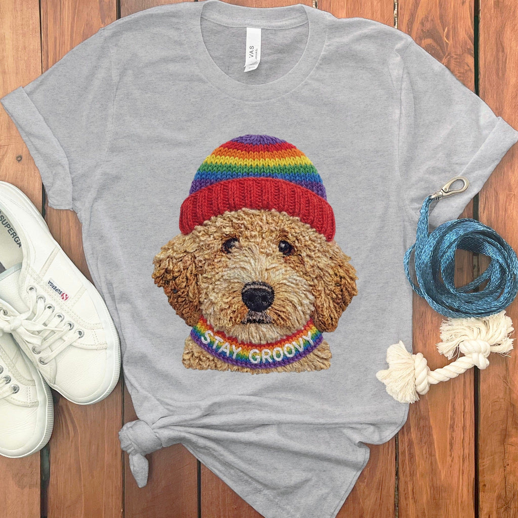 Groovy Goldendoodle T-Shirt in Athletic Heather / S by Puppy Jo