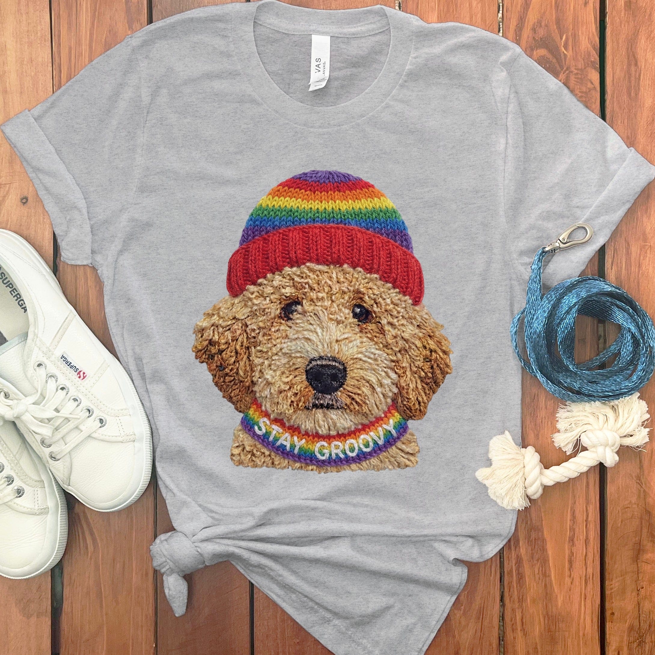 Groovy Goldendoodle T-Shirt in Athletic Heather / S by Puppy Jo