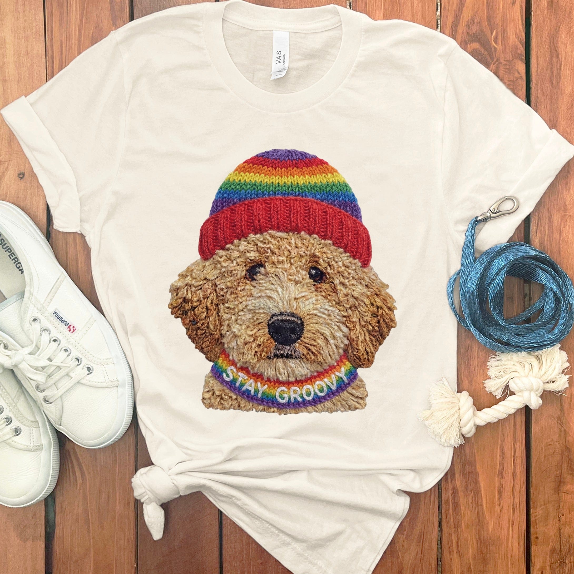 Groovy Goldendoodle T-Shirt in Natural / S by Puppy Jo