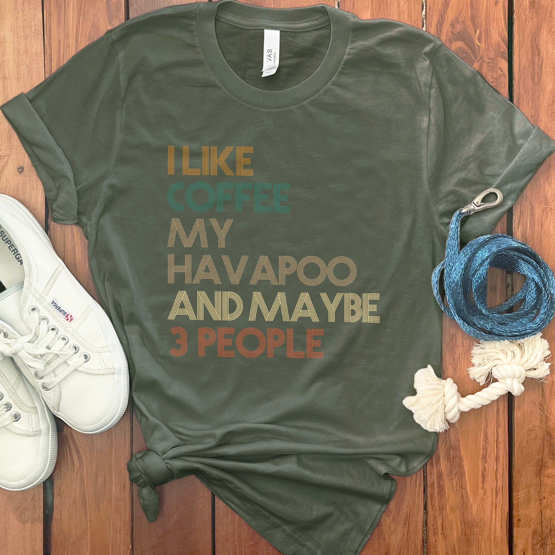 Havapoo Three People T-Shirt in Military Green / S by Puppy Jo