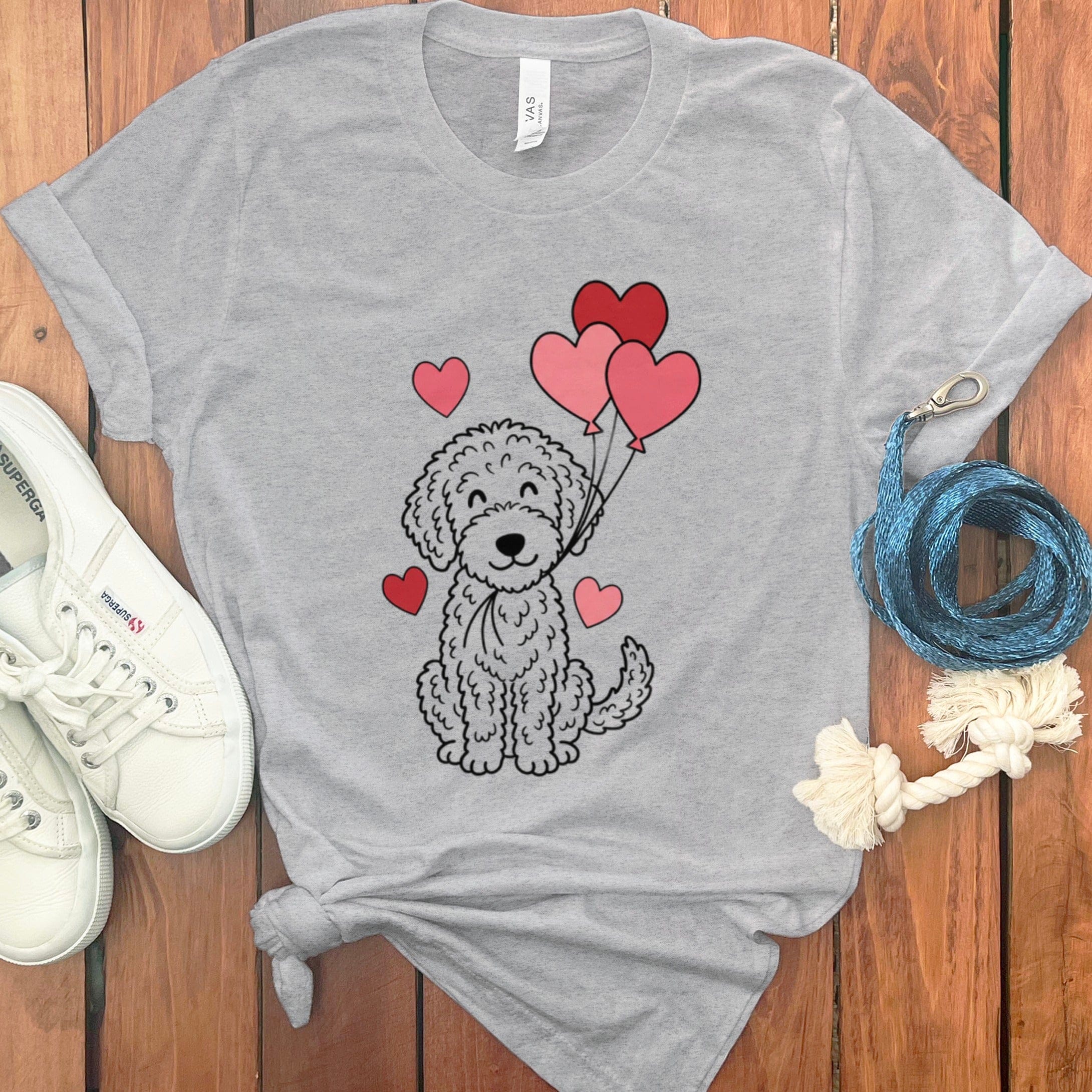 Heart Balloons Doodle T-Shirt in Athletic Heather / S by Puppy Jo