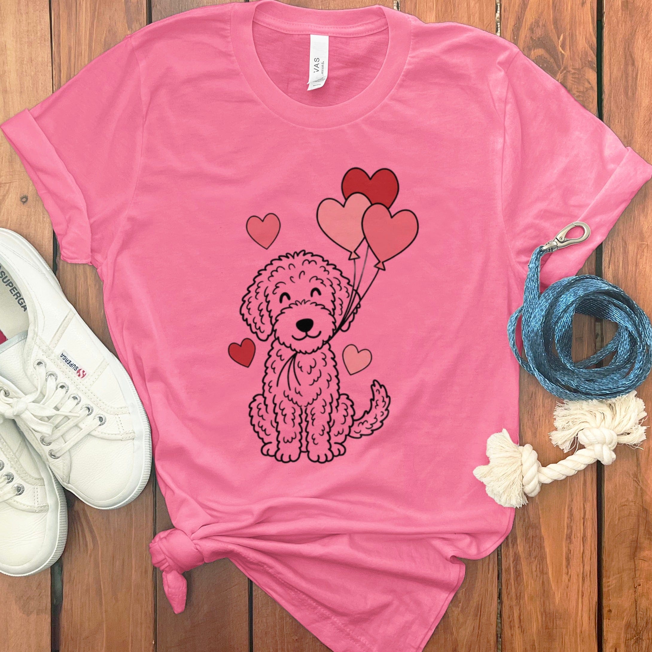 Heart Balloons Doodle T-Shirt in Charity Pink / S by Puppy Jo