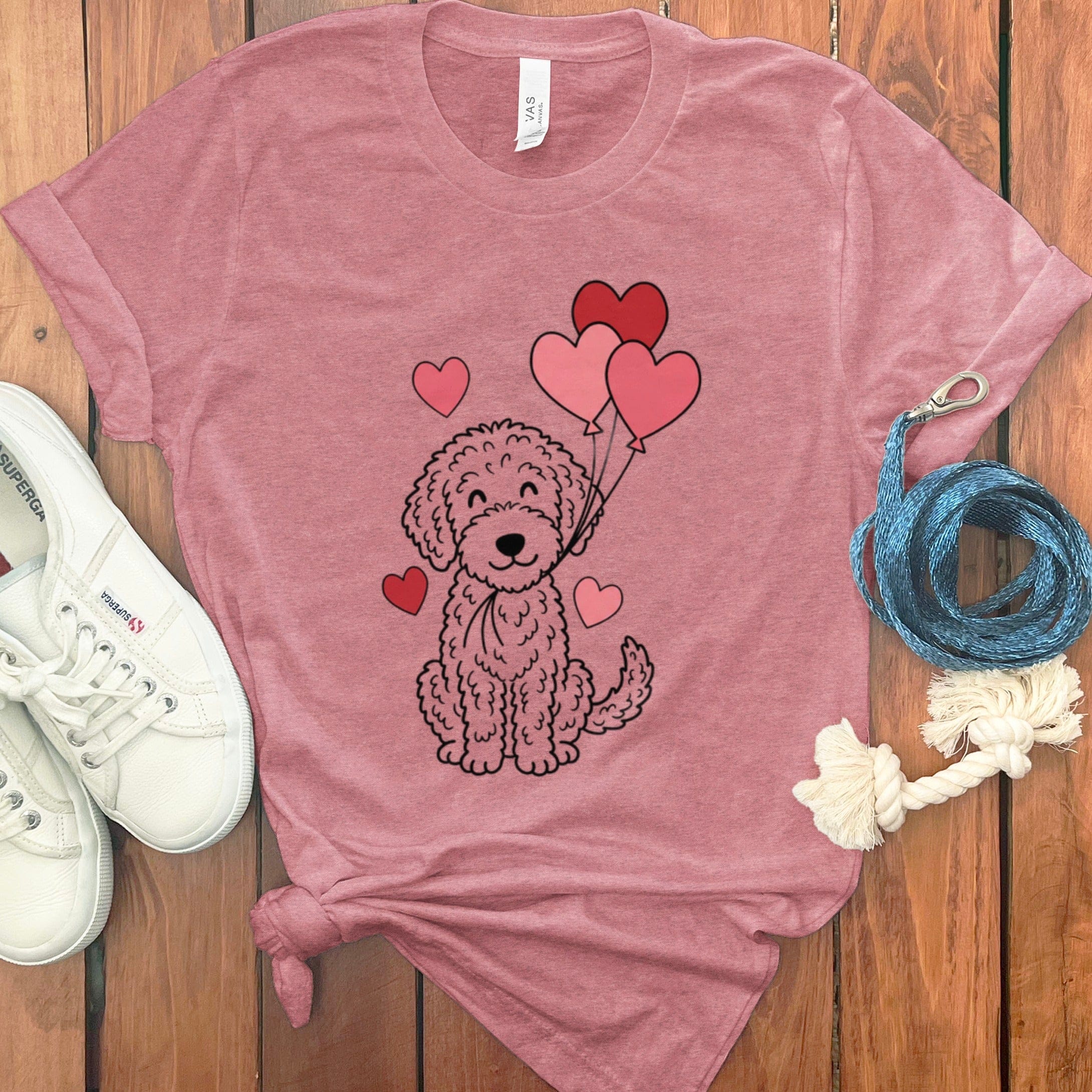 Heart Balloons Doodle T-Shirt in Heather Mauve / S by Puppy Jo