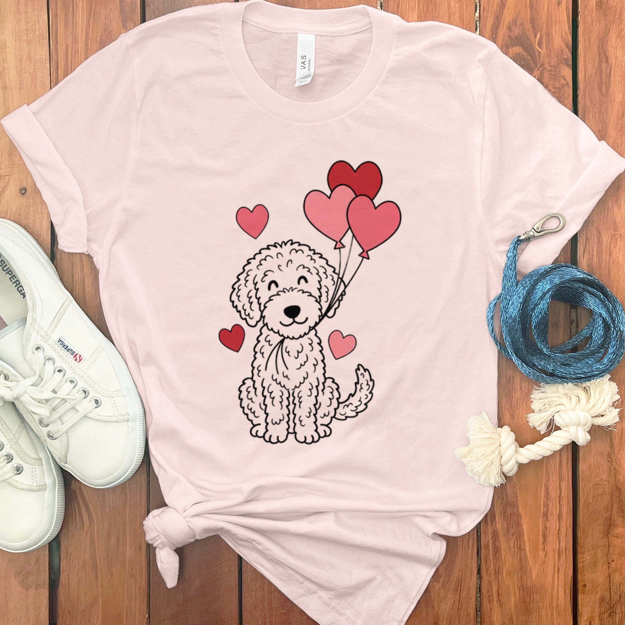 Heart Balloons Doodle T-Shirt in Soft Pink / S by Puppy Jo