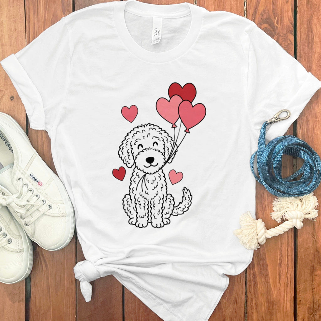 Heart Balloons Doodle T-Shirt in White / S by Puppy Jo